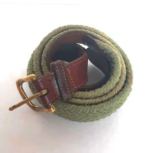 VINTAGE Leather and Woven Cord Belt